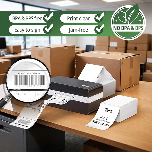 Tera Direct Thermal Labels 4x6: 500 Fanfold Shipping Labels - Image 5