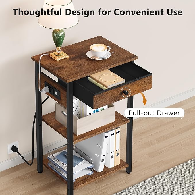 Gewudraw Printer Stand with Charging Station, 3-Tier Under Desk Printer Table - Image 4