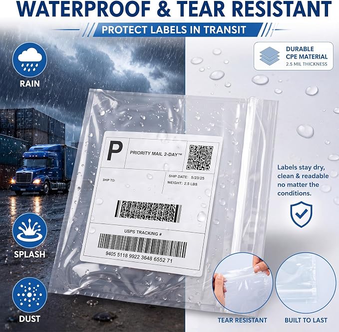 Glenmal 250 Pcs 7" x 5.5" Resealable Packing List Envelopes Clear Self-adhesive - Image 5