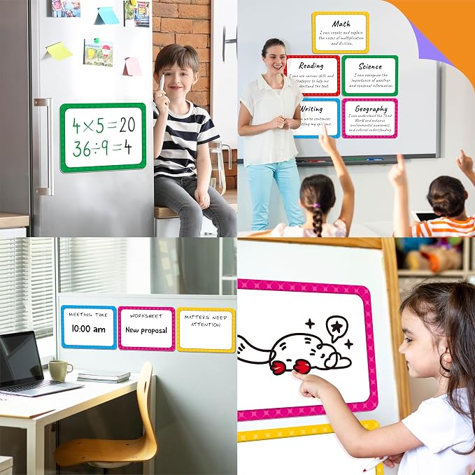 5 PCS Large Magnetic Labels, 5 Colors Reusable Dry Erase Blank Magnets Write & - Image 7