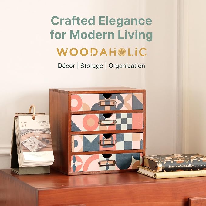 Mid-Century Modern Geometric Pattern Desk Organizer - Image 8