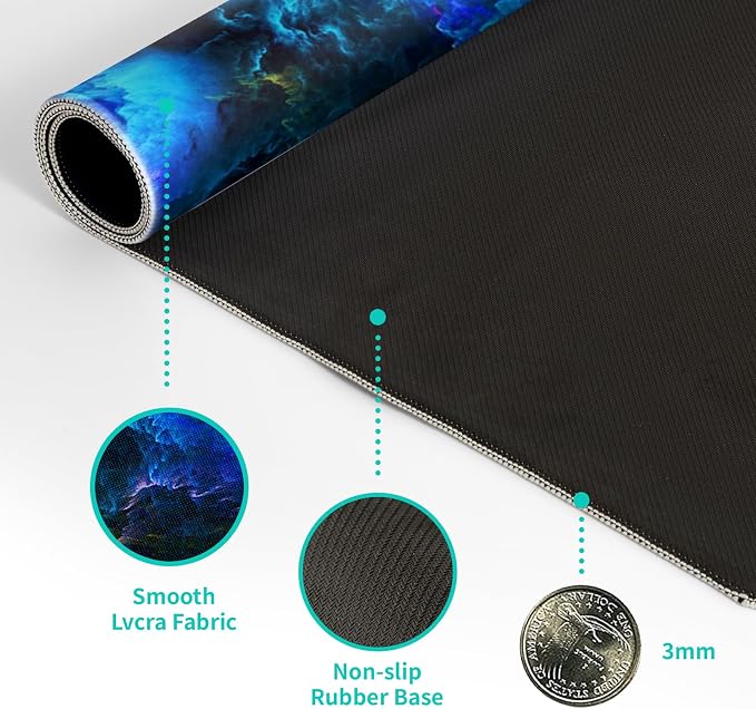 Dazzling Galaxy Gaming Mouse Pad 27.6x11.8 Inch Blue Purple Galaxy Nebula - Image 8
