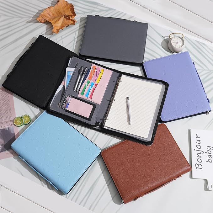 Wonderpool Travel Zippered Portfolio 3 Ring Binder A4 Padfolio Document Case - Image 5