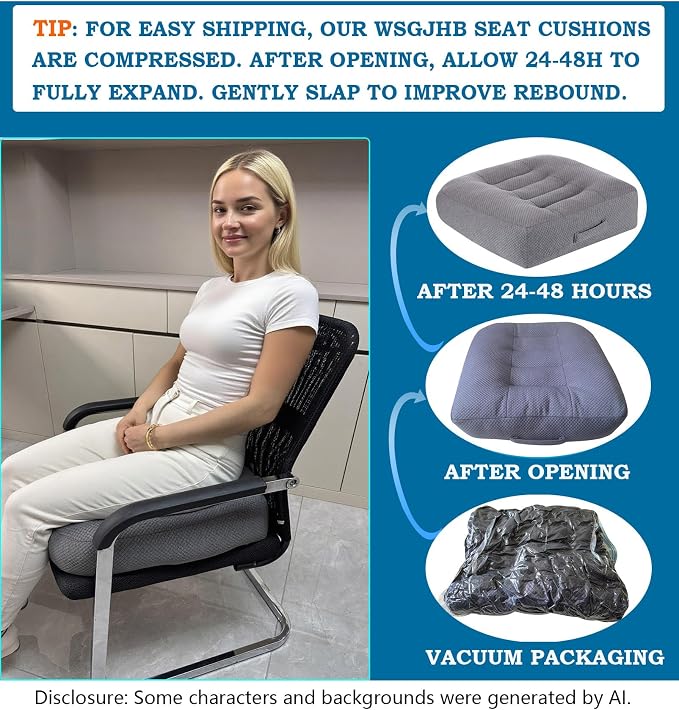 WSGJHB Large Seat Cushion, Extra Thick Booster Seat Cushions Long Sitting | - Image 7