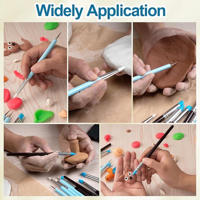Amrules 10Pcs Clay Sculpting Tools, Practical Dual-End Rubber Pens and Dotting - Image 7