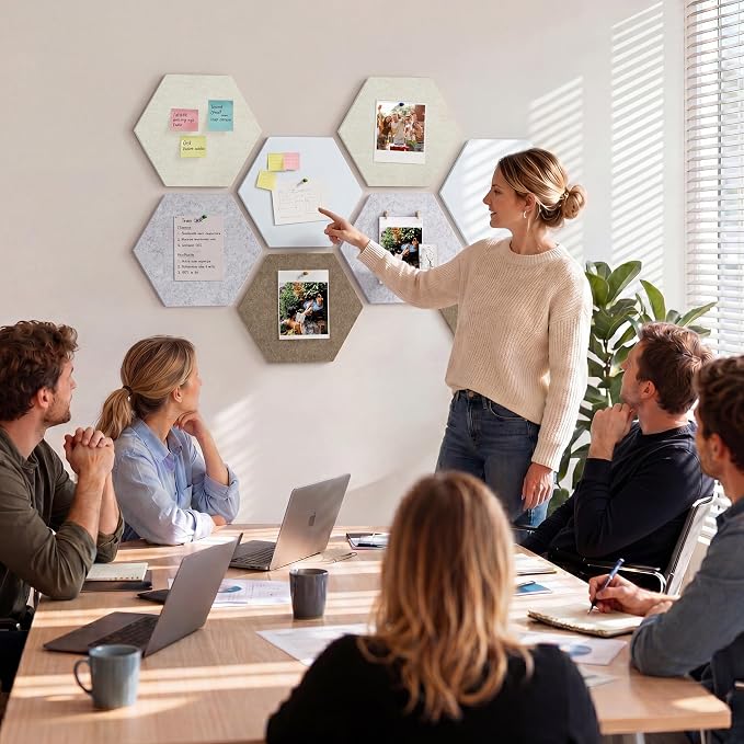 8 Pack Hexagon Felt Bulletin Board Tiles - Image 7