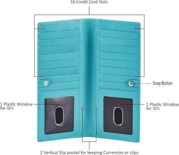 Long Wallet for Men Women Real Leather Bifold RFID Stylish Slim Handmade 2 ID - Image 3