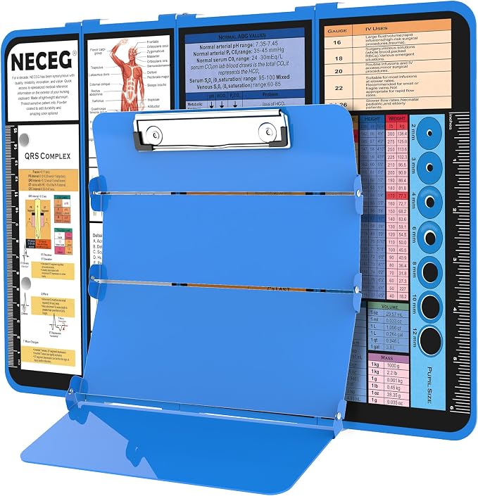 Nursing Clipboard Foldable, Quad-Fold Aluminum, Pocket Size, Metal Pen Clip by WelcomeToNECEG