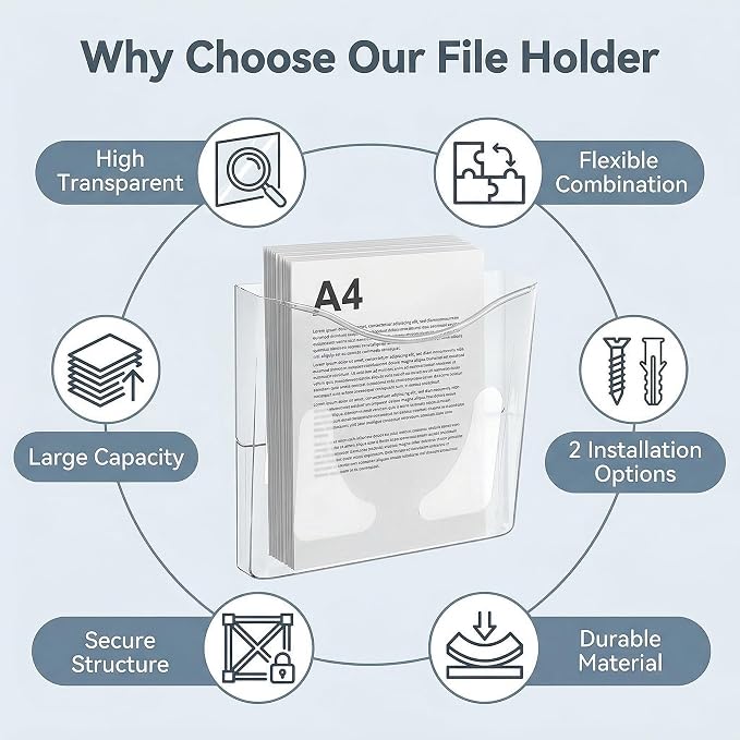 PAG 6-Pocket Clear Wall Mount File Organizer - Image 5