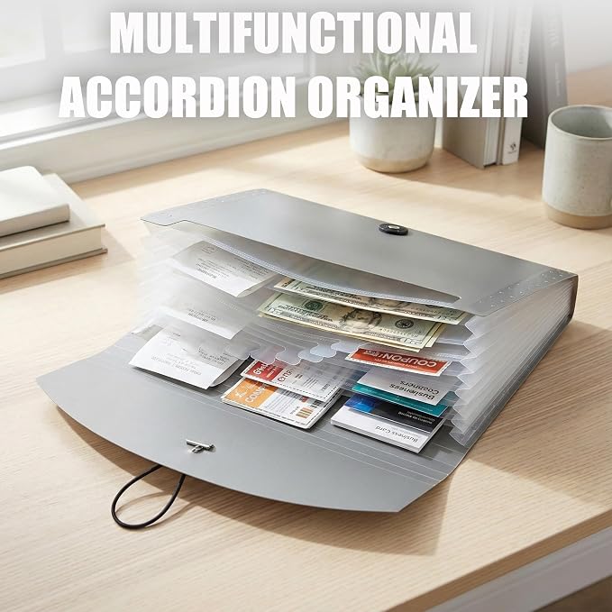 Portable 13-Pocket Receipt & Coupon Organizer, Small Expanding Accordion File - Image 4