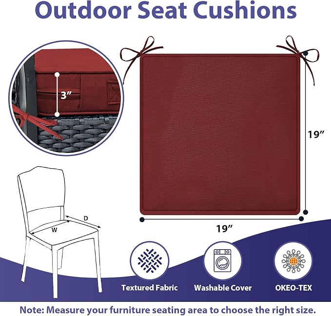 IPYNBAP Outdoor Chair Cushions Set of 4 -Waterproof Outdoor Seat Cushions - Image 6