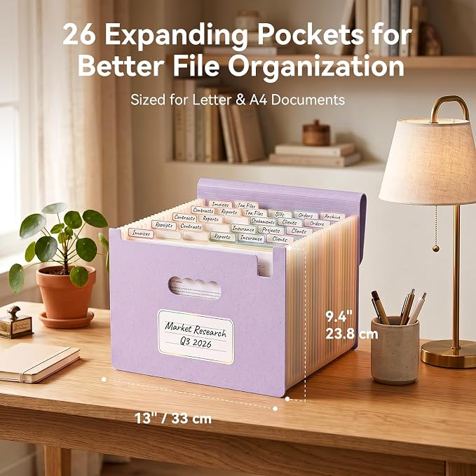 ThinkTex Accordion File Organizer, 26 Pockets Expanding File Folders, Monthly - Image 2