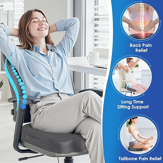 TushGuard Seat Cushion for Office Chair Memory Foam Non-Slip Cushion Back - Image 5