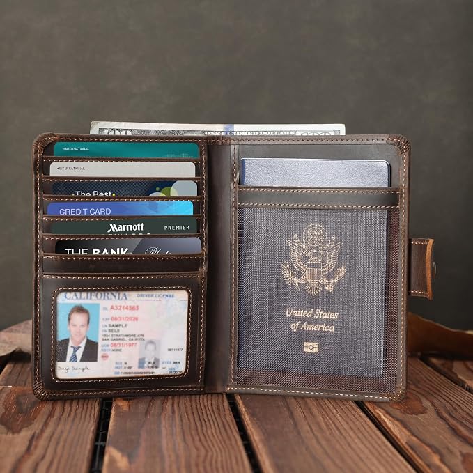 Polare Luxury RFID Blocking Leather Passport Holder Travel Wallet - Image 2