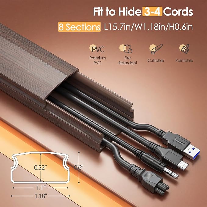 Yecaye TV Cord Hider, 125in Cord Cover, Large Cable Hider, Wire Covers - Image 2
