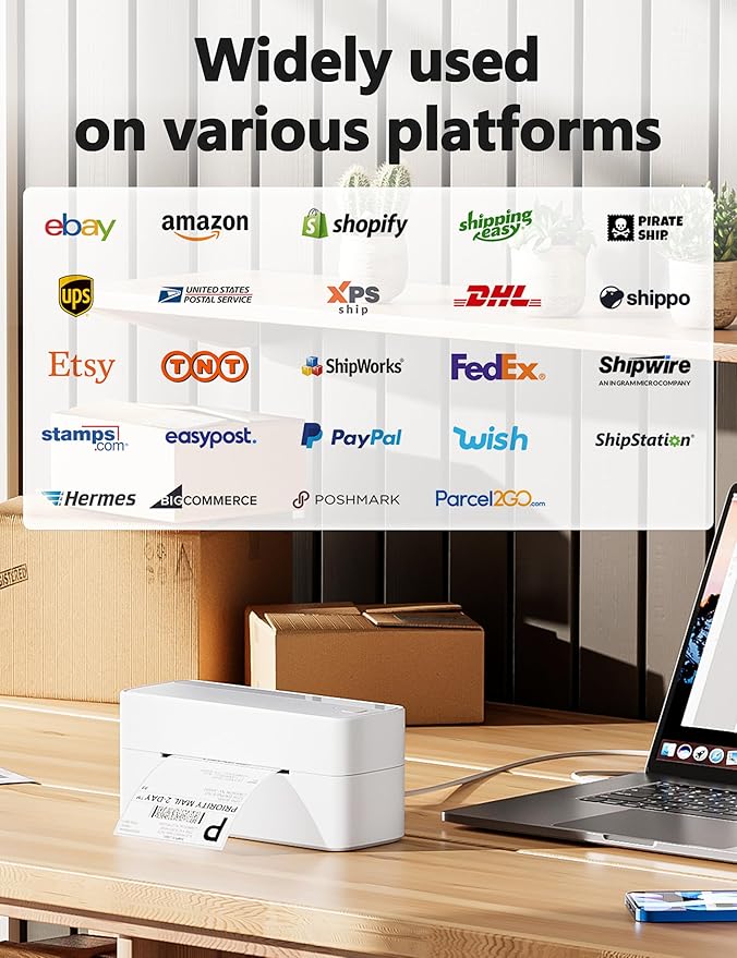 Phomemo Bluetooth Thermal Label Printer, 241BT 4X6 Wireless Shipping Label Printer for Small Business, Pink Label Printer for Shipping Package, Compatible with iPhone, Android, Amazon-DeskLoop Office