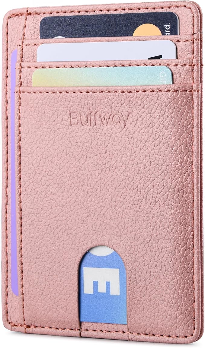 Buffway Slim Minimalist Front Pocket RFID Blocking Leather Wallets by Buffway