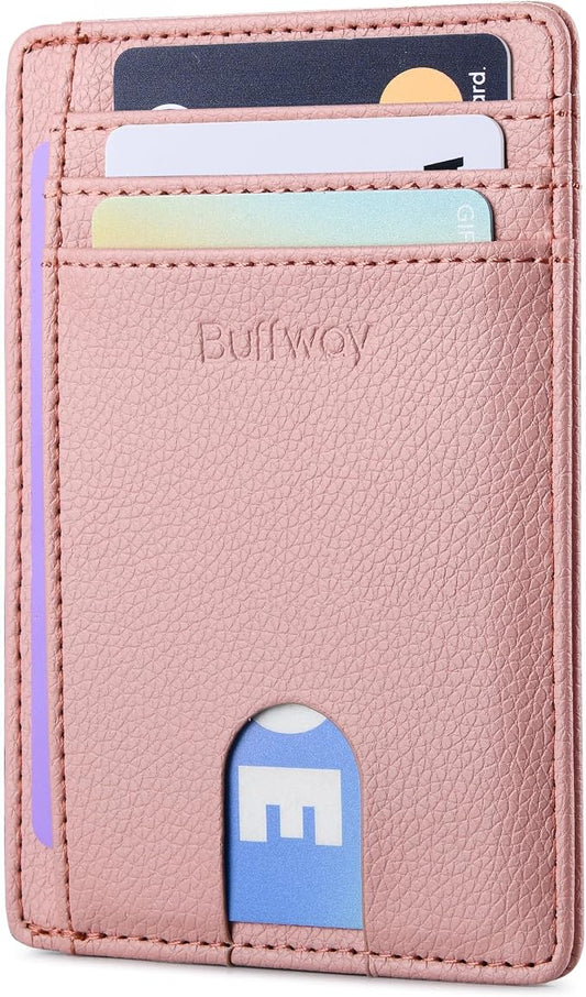 Buffway Slim Minimalist Front Pocket RFID Blocking Leather Wallets by Buffway