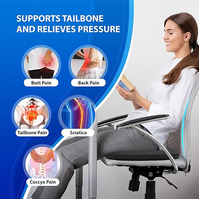 Gel Seat Cushion, Double Thick Egg Gel Cushion for Pressure Pain Relief, Breathable Wheelchair Cushion Chair Pads for Car Seat Office Chair (16x14x1.65inch)-DeskLoop Office