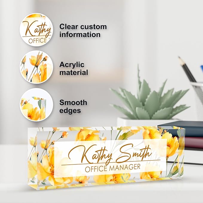 Personalized Name Plate for Desk, Custom Desk Name Plate, Acrylic Name Plate - Image 5