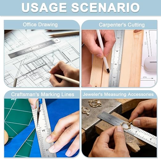 6 Pack Heavy Duty 6 Inch Steel Ruler Set - Image 6