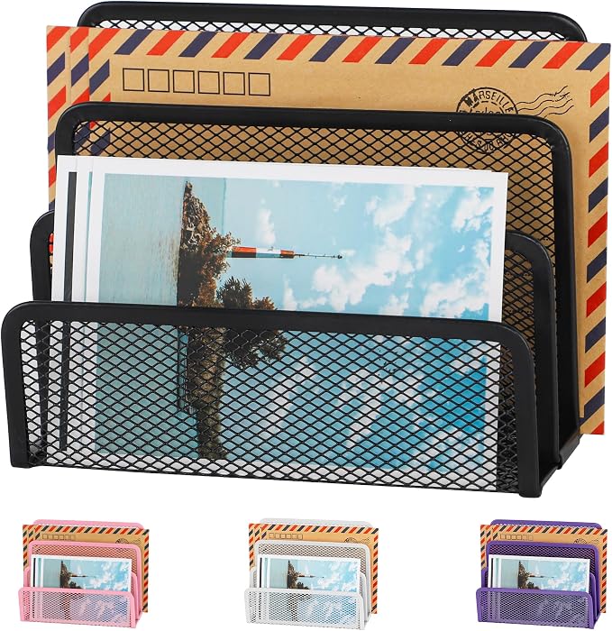 EASEPRES Desk Mail Organizer, Office Small Desktop Metal Mesh Envelope Letter by EASEPRES