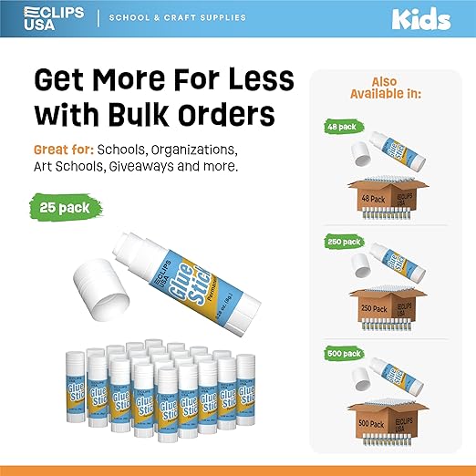 Glue Sticks Bulk (25 Pack), Glue Sticks for Kids Or Adults, Washable Glue Sticks, Glue Sticks Bulk Classroom, Craft Glue, School Supplies, .28 oz, 8 Grams (25 Pack)-DeskLoop Office