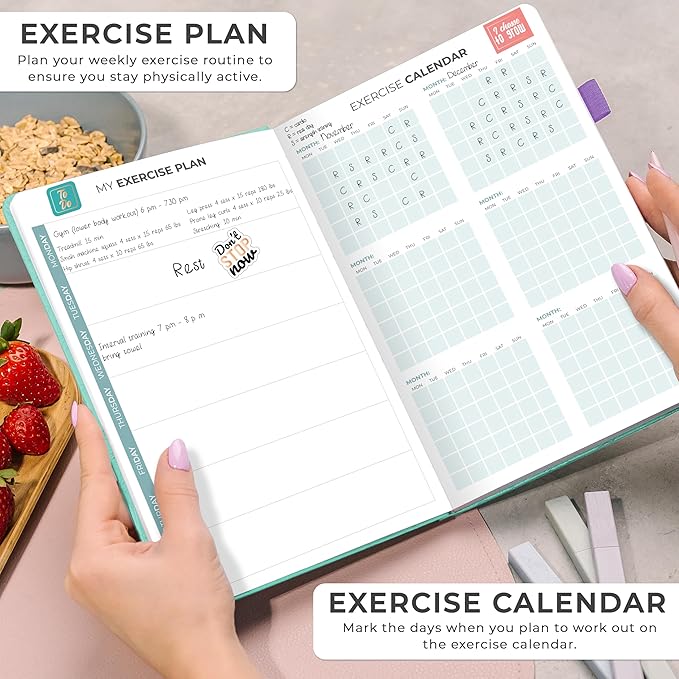 Clever Fox Weekly Meal Planner - Weekly & Daily Meal Prep Journal with Shopping and Grocery Lists for Menu Planning, Healthy Diet & Weight Loss Tracking, Lasts 1 Year, Undated, A5 - Turquoise-DeskLoop Office