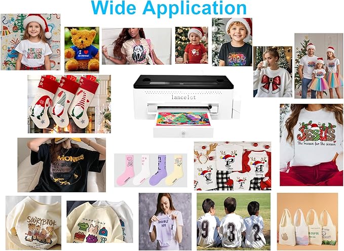 Lancelot A3 L1800 DTF Printer Bundle DTF Printing Machine with Roll Feeder, White Ink Circulation,t Shirt Printers with Film Cutter for DIY T Shirt Business (Printer+Software+Laptop+Consumables)-DeskLoop Office