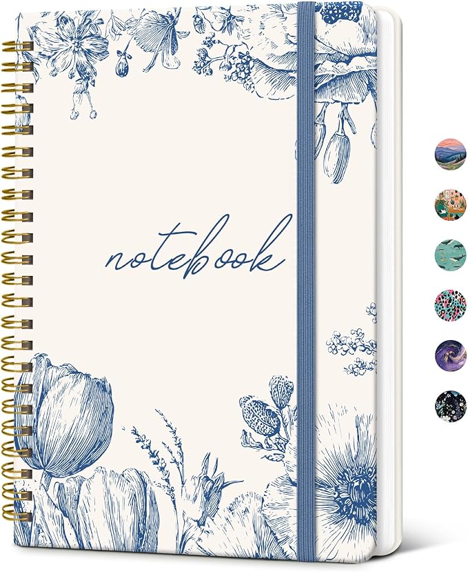 Taja Spiral Lined Journal for Women, Notebook for Work by Taja