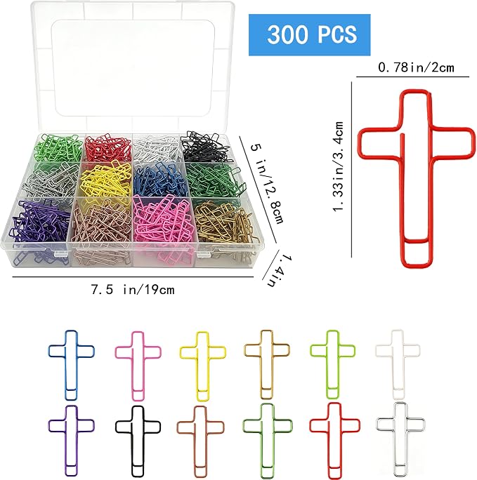 300 Pcs Colored Cross Paper Clips - Image 2