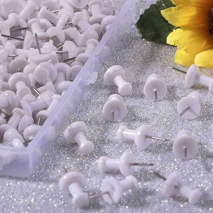 VAPKER Push Pins Tacks 120Pcs White Thumb Tacks Larger Size Pin Map Tacks - Image 4