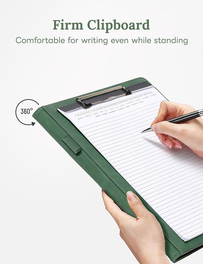 Clipboard Folder Padfolio, Mymazn Writing Portfolio Faux Leather Clipboards - Image 7
