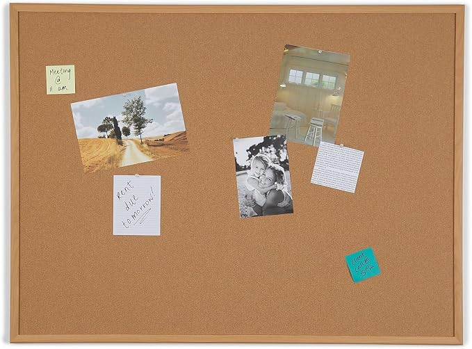 Staples Standard Durable Cork Bulletin Board, Oak Finish Frame, 4-ft x 3-ft by Staples