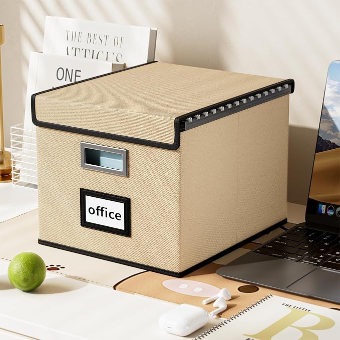 File Organizer Box with Lid, Collapsible File Folder Organizer - Image 5