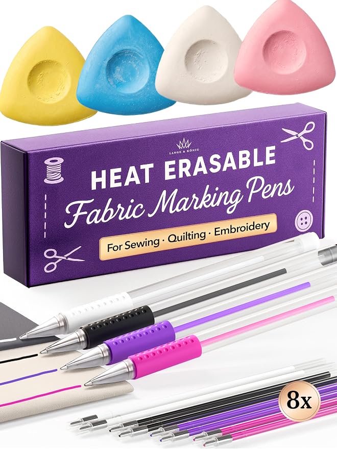 Lange & König 4x Tailors Chalk + Heat Erasable Fabric Marking Pens by LangeK%C3%B6nig