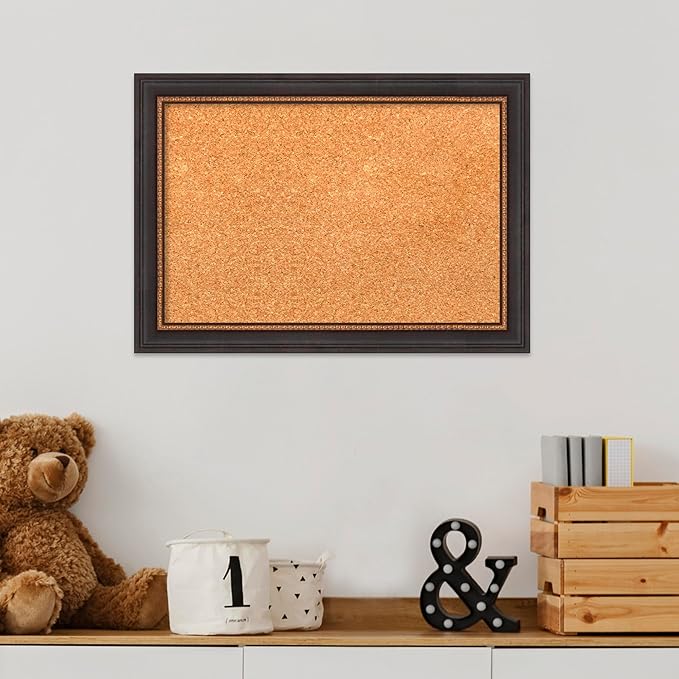 Amanti Art Natural Cork Board for Wall, 15x21 Vision Board with Black Wood Frame, Small Corkboard Office Decor for Home Organization, Traditional Corkboard Pinboard to Display Items for Home-DeskLoop Office