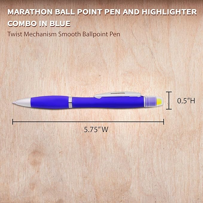 DISCOUNT PROMOS 10 Marathon Gel Highlighter Pens Pack - Twist Mechanism, Ballpoint - Blue-DeskLoop Office