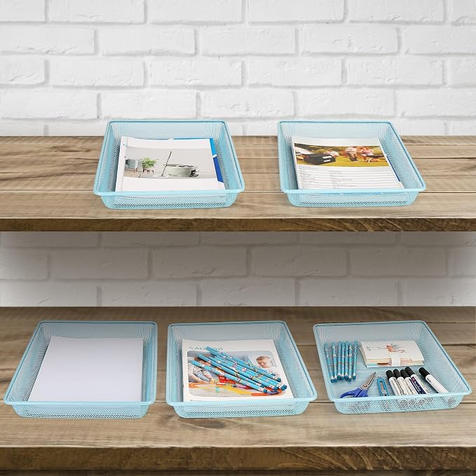 Office Metal Mesh Basket for Desk, Single Paper Tray Organizer, Turn in Trays - Image 7