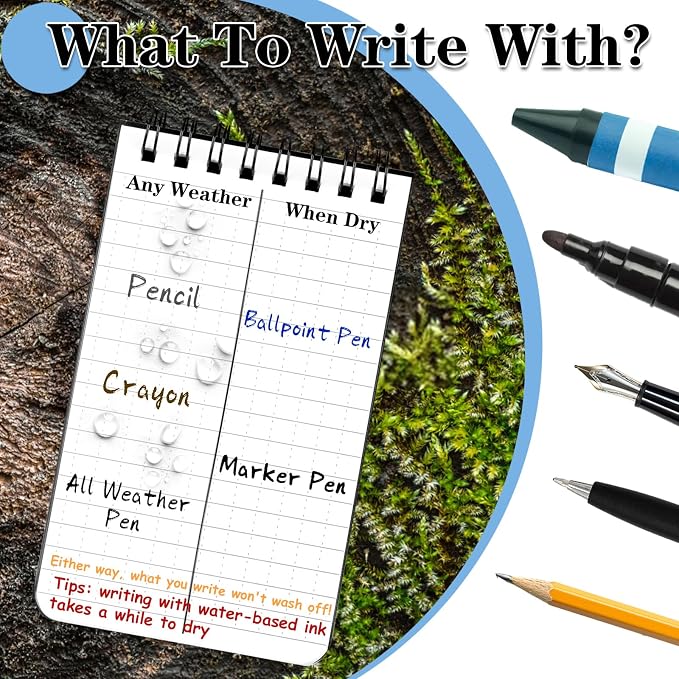 COIDEA Waterproof Notebook, 4 Pack Top-Spiral Pocket Notepad, All Weather - Image 6