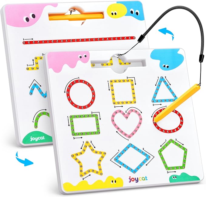JoyCat Magnetic Shapes and Lines Tracing Board, 2-in-1 Double-Sided Pencil by JOYCAT