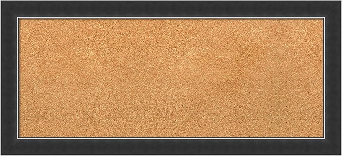 Amanti Art Natural Cork Board for Wall, 15x33 Vision Board with Black Wood Frame, Medium Corkboard Office Decor for Home Organization, Modern Contemporary Corkboard Pinboard to display items for home-DeskLoop Office