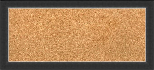 Amanti Art Natural Cork Board for Wall, 15x33 Vision Board with Black Wood Frame, Medium Corkboard Office Decor for Home Organization, Modern Contemporary Corkboard Pinboard to display items for home-DeskLoop Office