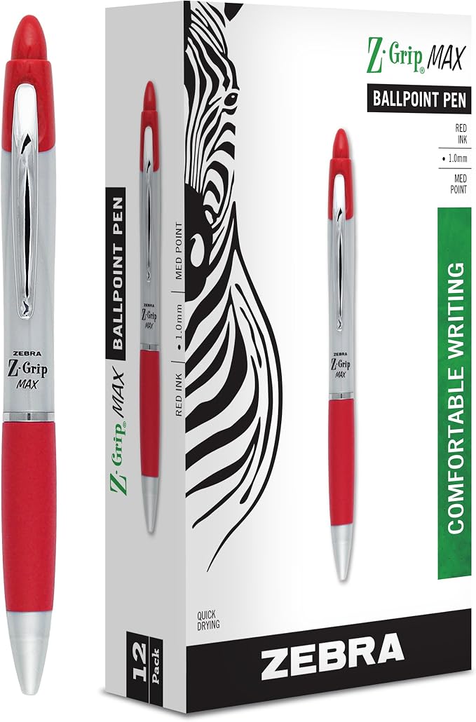 Zebra Pen, Z-Grip MAX Retractable Ballpoint Pens, 1.0mm Medium Point, Wide by ZebraPen