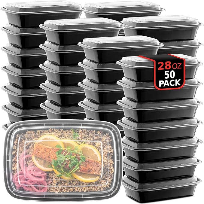50-Pack Reusable Meal Prep Containers Microwave Safe Food Storage Containers by PROMOZE