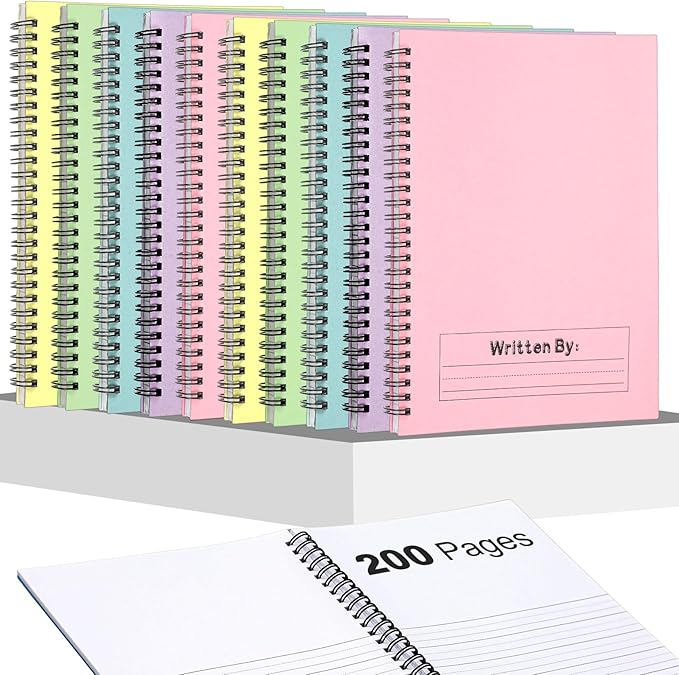 Henoyso 10 Pcs 100/50 Sheets Primary Composition Notebook K-2 Bulk Spiral Primary Journal Drawing Handwriting Practice for Kids Kindergarten 1st 2nd Back to School Supplies (Macaron Color,100 Sheets)-DeskLoop Office