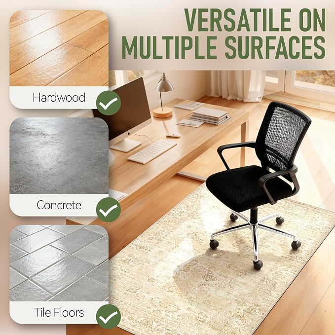 Office Chair Mat for Hardwood Floor, Anti-Slip Under Desk Mat Rug for Rolling - Image 7