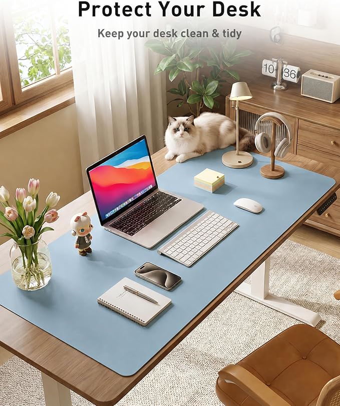 Aothia Faux Leather Desk Mat for Keyboard & Mouse | Creates One Clean Surface - Image 4