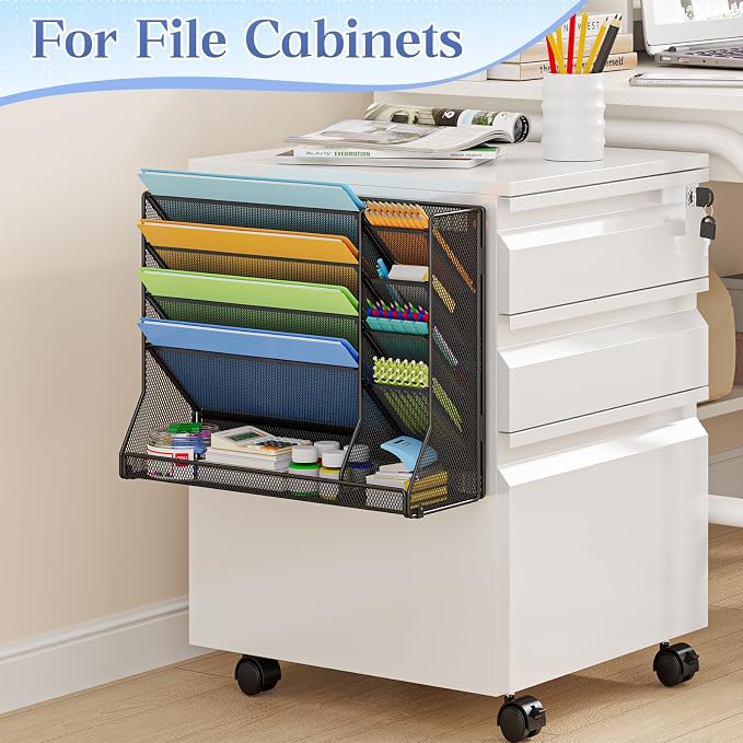 Jakyitvi 5-Tier Magnetic File Organizer R-Shaped Base Wall Hanging Black | - Image 7