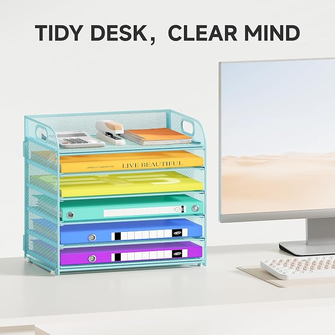 Cawukege 6 Tier Paper Organizer, Letter Tray - Image 2